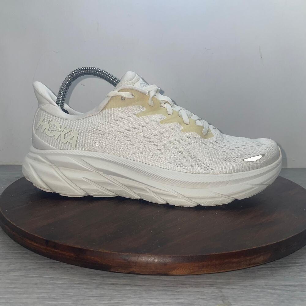 Hoka One One Clifton 8 Shoes Women's Size 9 B White Running Athletic Sneakers